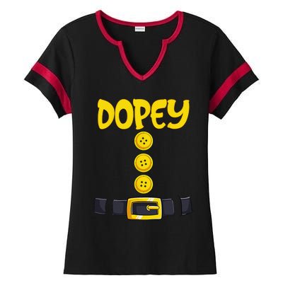 Dopey Halloween Dwarf Costume Color Matching Dopey Ladies Halftime Notch Neck Tee