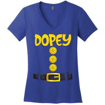 Dopey Halloween Dwarf Costume Color Matching Dopey Women's V-Neck T-Shirt