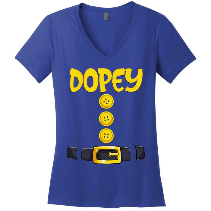 Dopey Halloween Dwarf Costume Color Matching Dopey Women's V-Neck T-Shirt