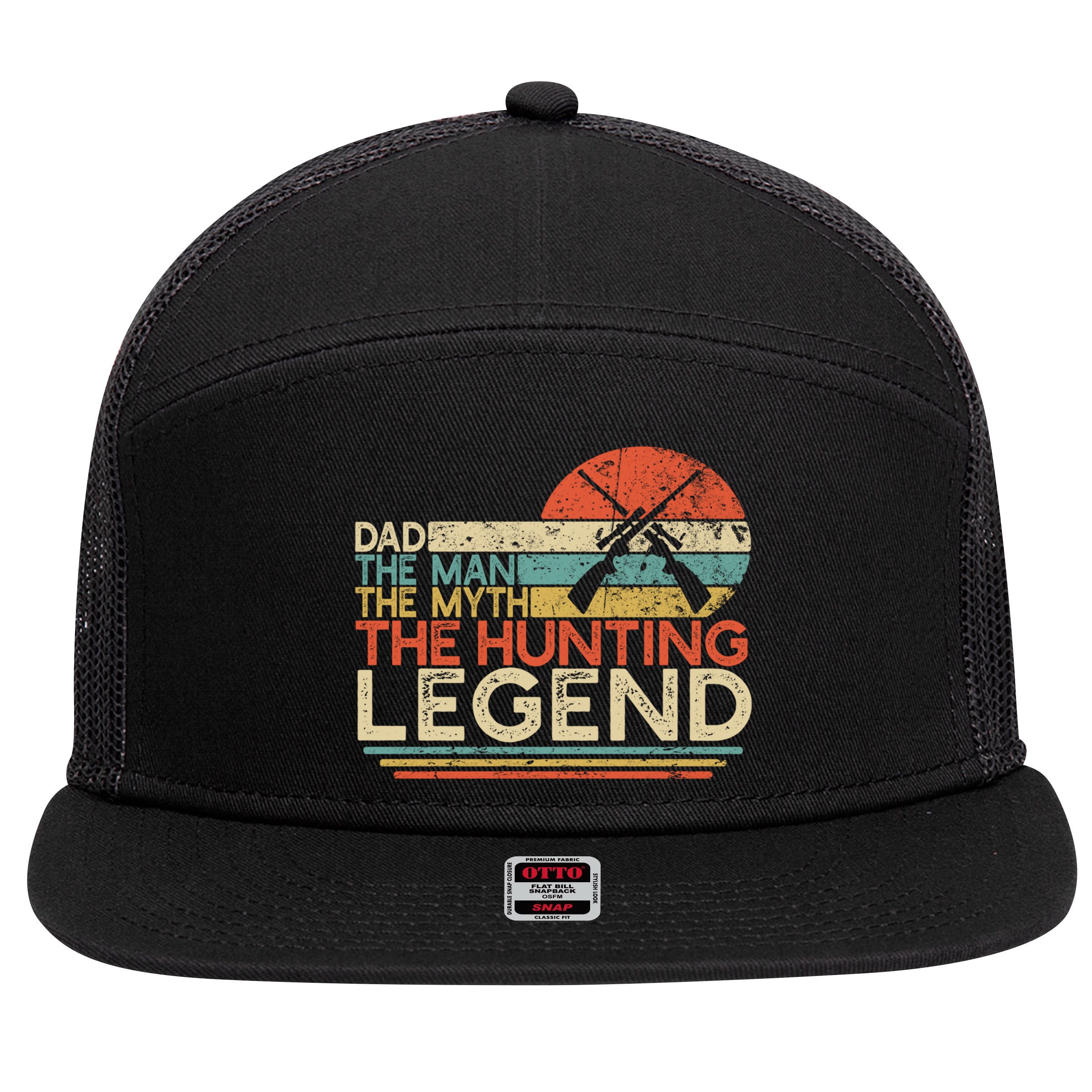 Deer Hunter Dad The The Myth The Hunting Legend Funny Gift 7 Panel Mesh Trucker Snapback Hat