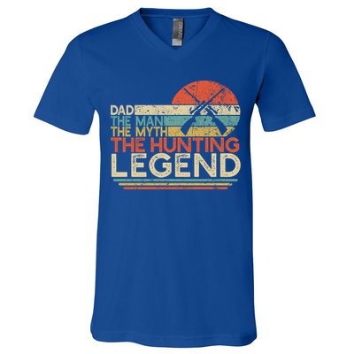 Deer Hunter Dad The The Myth The Hunting Legend Funny Gift V-Neck T-Shirt