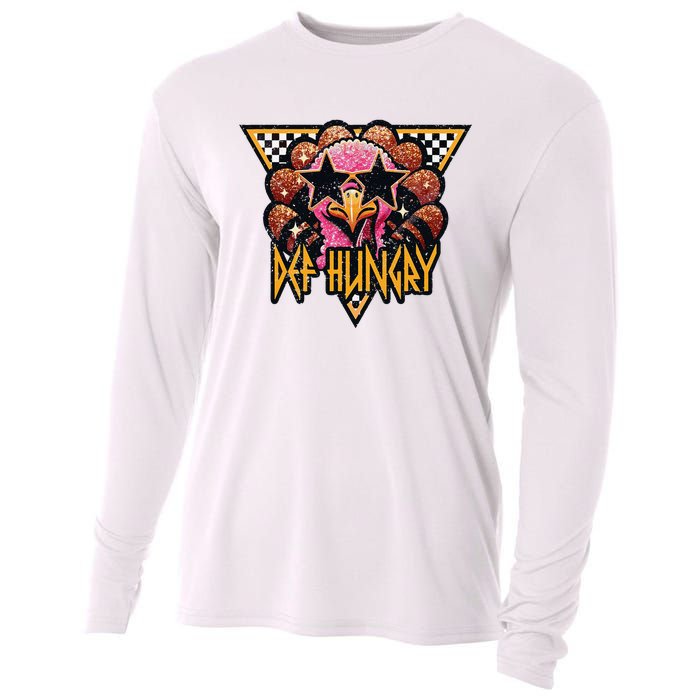 Def Hungry Def Grateful Happy Turkey Thanksgiving Autumn Cooling Performance Long Sleeve Crew