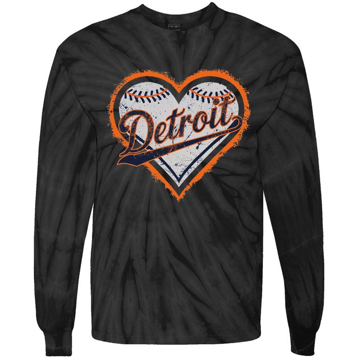 Detroit Heart Tie-Dye Long Sleeve Shirt