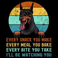 Doberman Hungry Dog Funny Mom Dad I'll be Watching You Cooling Performance Crew T-Shirt