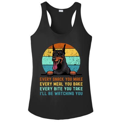 Doberman Hungry Dog Funny Mom Dad I'll be Watching You Ladies PosiCharge Competitor Racerback Tank