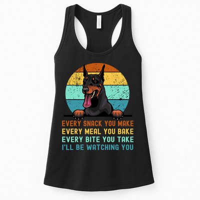 Doberman Hungry Dog Funny Mom Dad I'll be Watching You Womens Tank Top