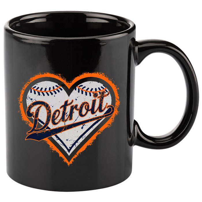Detroit Heart 11oz C Handle Ceramic Mug