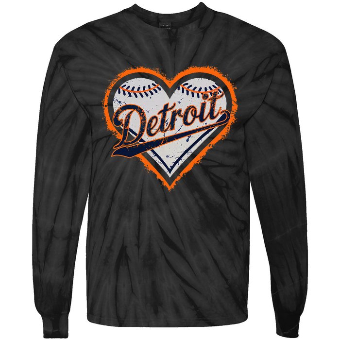 Detroit Heart Tie-Dye Long Sleeve Shirt