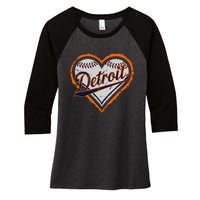 Detroit Heart Women's Tri-Blend 3/4-Sleeve Raglan Shirt