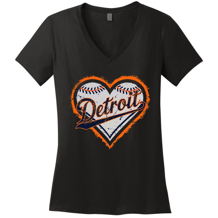 Detroit Heart Women's V-Neck T-Shirt