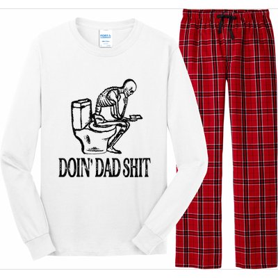 Doing Hot Dad Shits Funny Fathers Day Skeleton Long Sleeve Pajama Set