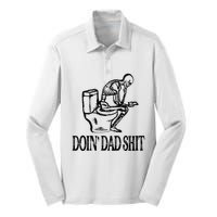 Doing Hot Dad Shits Funny Fathers Day Skeleton Silk Touch Performance Long Sleeve Polo