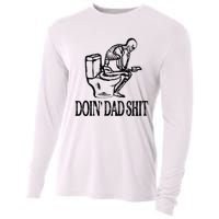 Doing Hot Dad Shits Funny Fathers Day Skeleton Cooling Performance Long Sleeve Crew