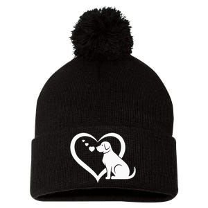 Dog Heart Dog Lover Dog Owner Dog Heart Pom Pom 12in Knit Beanie