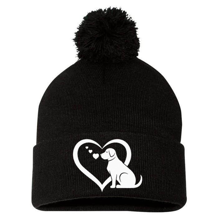 Dog Heart Dog Lover Dog Owner Dog Heart Pom Pom 12in Knit Beanie