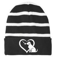 Dog Heart Dog Lover Dog Owner Dog Heart Striped Beanie with Solid Band