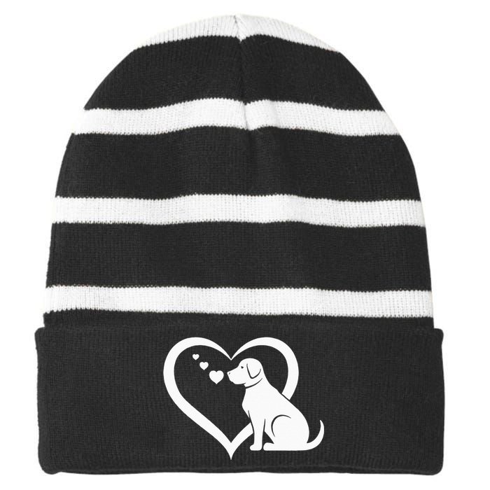 Dog Heart Dog Lover Dog Owner Dog Heart Striped Beanie with Solid Band