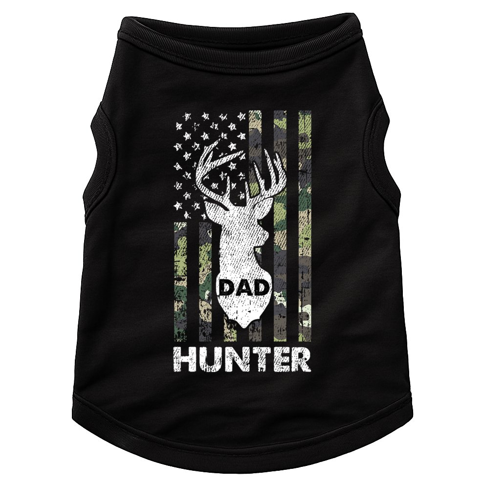Deer Hunter Dad Cool Hunting American Flag Camo Stripes Papa Doggie Tank