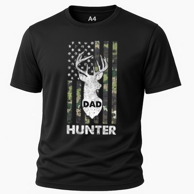 Deer Hunter Dad Cool Hunting American Flag Camo Stripes Papa Performance Shirt
