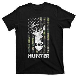 Deer Hunter Dad Cool Hunting American Flag Camo Stripes Papa T-Shirt