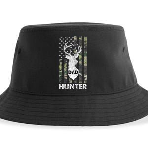 Deer Hunter Dad Cool Hunting American Flag Camo Stripes Papa Sustainable Bucket Hat