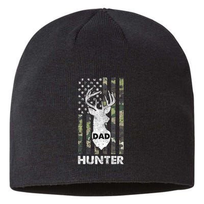 Deer Hunter Dad Cool Hunting American Flag Camo Stripes Papa Sustainable Beanie