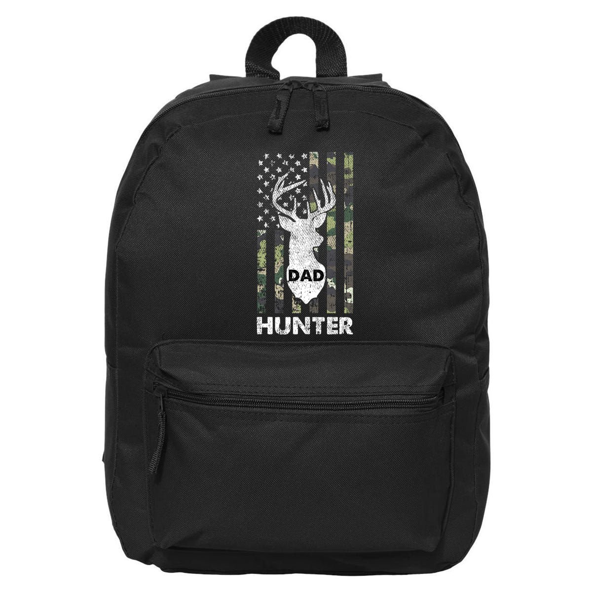 Deer Hunter Dad Cool Hunting American Flag Camo Stripes Papa 16 in Basic Backpack