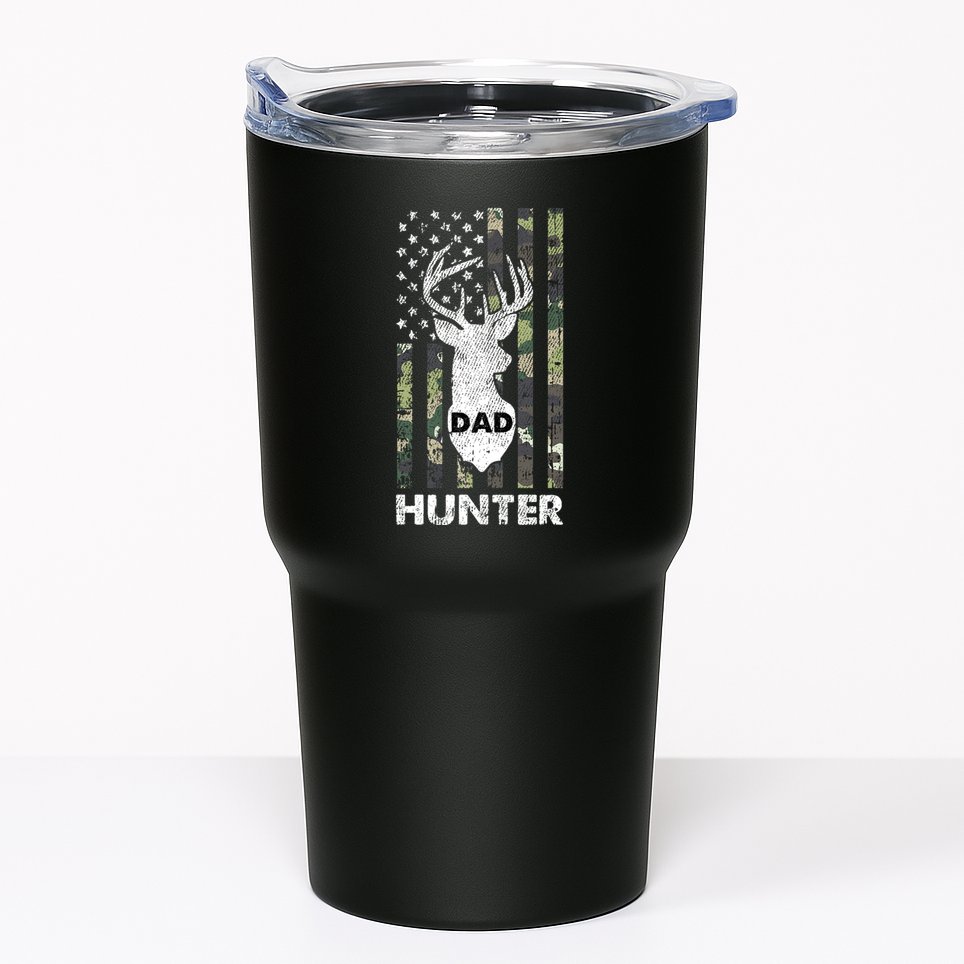 Deer Hunter Dad Cool Hunting American Flag Camo Stripes Papa Tumbler