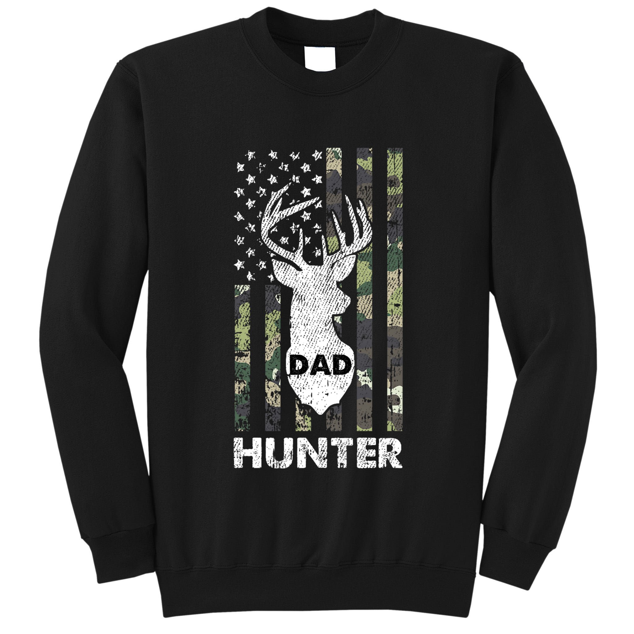 Deer Hunter Dad Cool Hunting American Flag Camo Stripes Papa Tall Sweatshirt