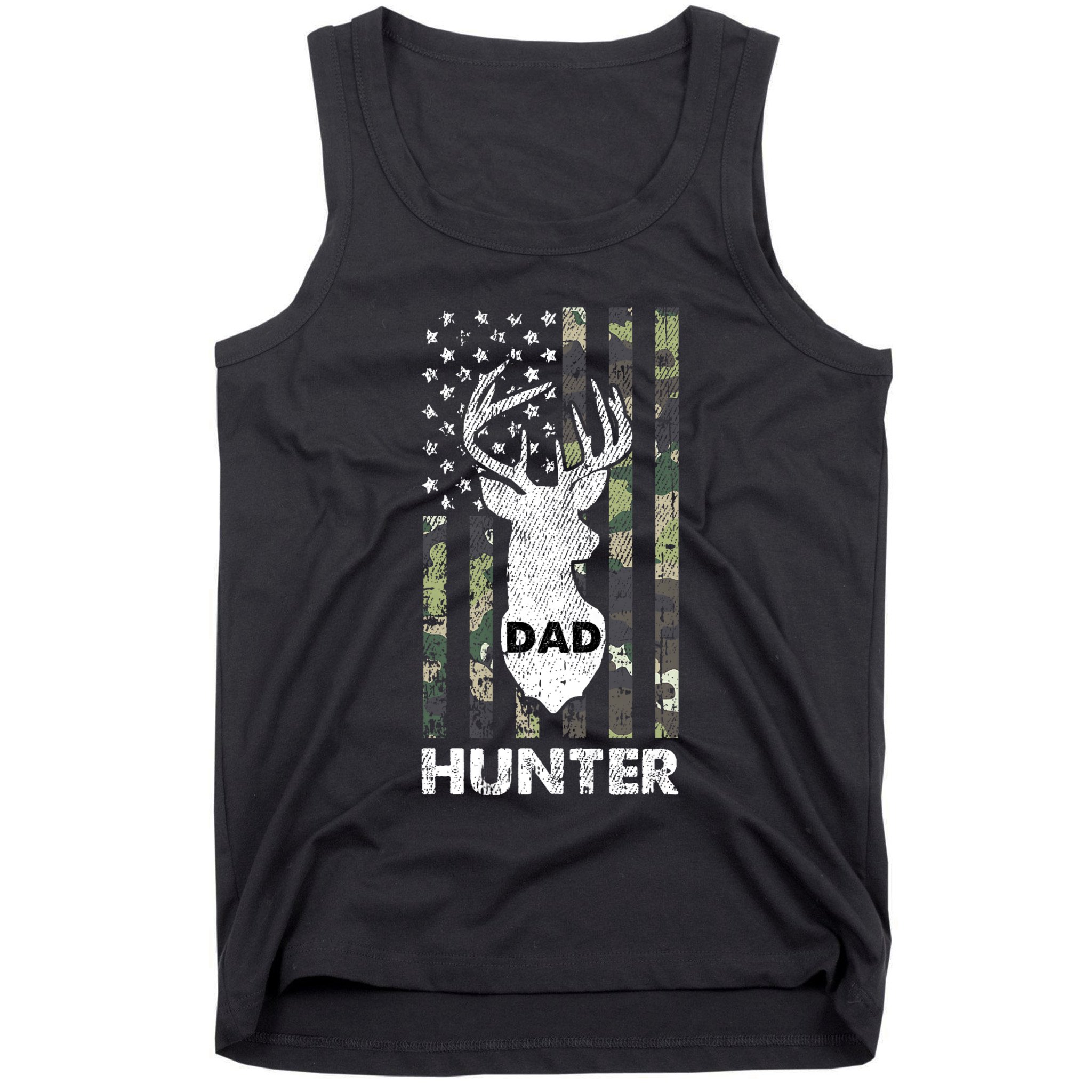Deer Hunter Dad Cool Hunting American Flag Camo Stripes Papa Tank Top