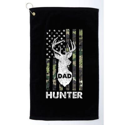 Deer Hunter Dad Cool Hunting American Flag Camo Stripes Papa Golf Towel