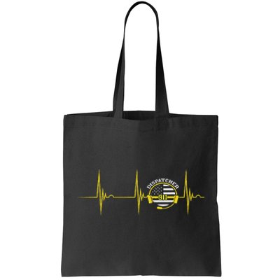 Dispatcher Heartbeat EKG Pulse Thin Yellow Line Dispatch Tote Bag