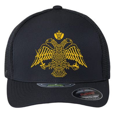 Double Headed Eagle Byzantine Christian Orthodox Emblem Flexfit Unipanel Trucker Cap