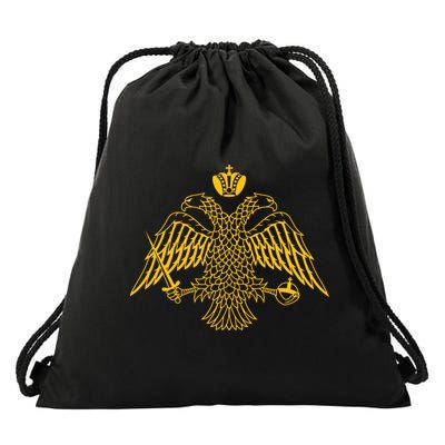 Double Headed Eagle Byzantine Christian Orthodox Emblem Drawstring Bag