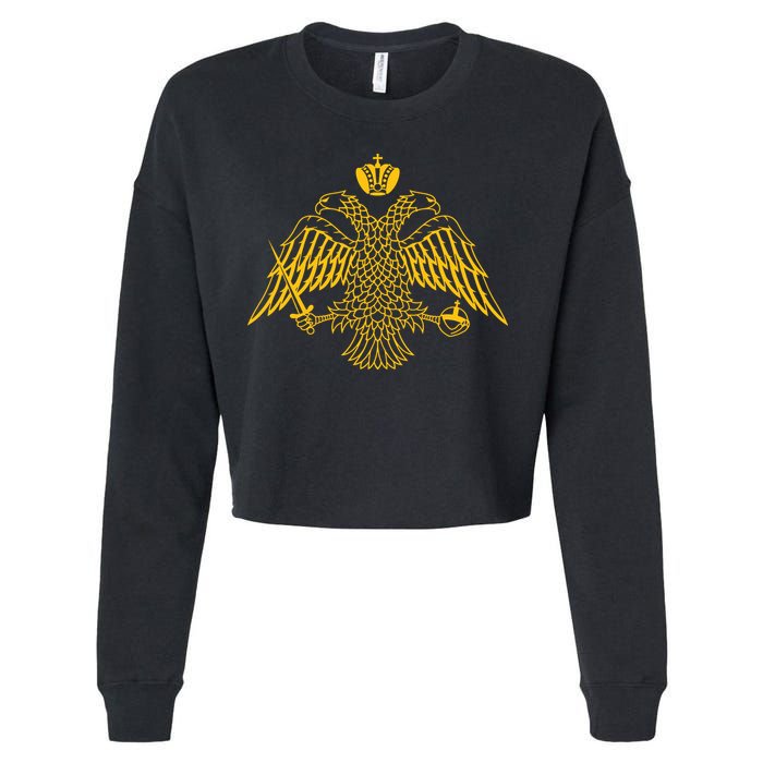 Double Headed Eagle Byzantine Christian Orthodox Emblem Cropped Pullover Crew