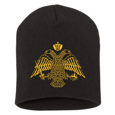 Double Headed Eagle Byzantine Christian Orthodox Emblem Short Acrylic Beanie