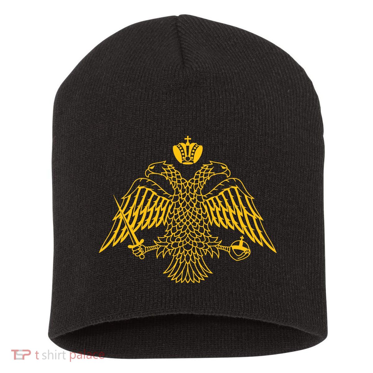 Double Headed Eagle Byzantine Christian Orthodox Emblem Short Acrylic Beanie