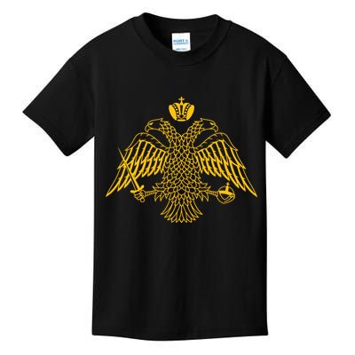 Double Headed Eagle Byzantine Christian Orthodox Emblem Kids T-Shirt
