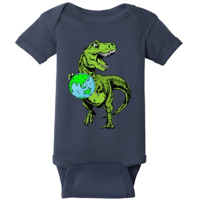 Dinosaur Holding Earth Day Cute TRex Baby Bodysuit