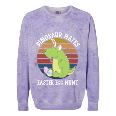 Dinosaur Hates Easter Egg Hunt T Rex Bunny Ears Easter Funny Gift Funny Gift Colorblast Crewneck Sweatshirt