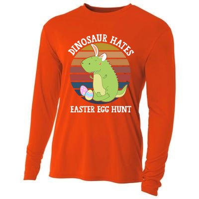 Dinosaur Hates Easter Egg Hunt T Rex Bunny Ears Easter Funny Gift Funny Gift Cooling Performance Long Sleeve Crew