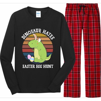 Dinosaur Hates Easter Egg Hunt T Rex Bunny Ears Easter Funny Gift Funny Gift Long Sleeve Pajama Set