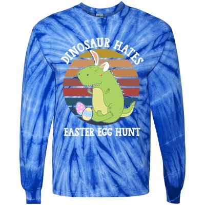 Dinosaur Hates Easter Egg Hunt T Rex Bunny Ears Easter Funny Gift Funny Gift Tie-Dye Long Sleeve Shirt