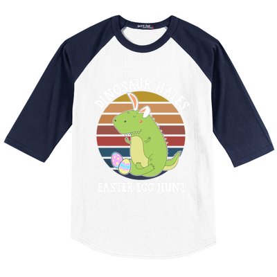 Dinosaur Hates Easter Egg Hunt T Rex Bunny Ears Easter Funny Gift Funny Gift Baseball Sleeve Shirt