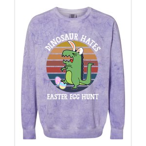 Dinosaur Hates Easter Egg Hunt T Rex Bunny Ears Easter Gift Colorblast Crewneck Sweatshirt