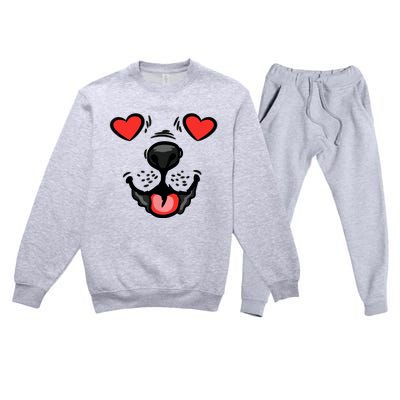 Dog Heart Eyes Valentines Day Cute Puppy Doggie Pet Lover Premium Crewneck Sweatsuit Set