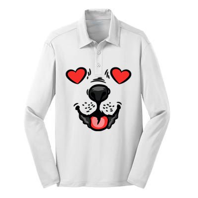 Dog Heart Eyes Valentines Day Cute Puppy Doggie Pet Lover Silk Touch Performance Long Sleeve Polo