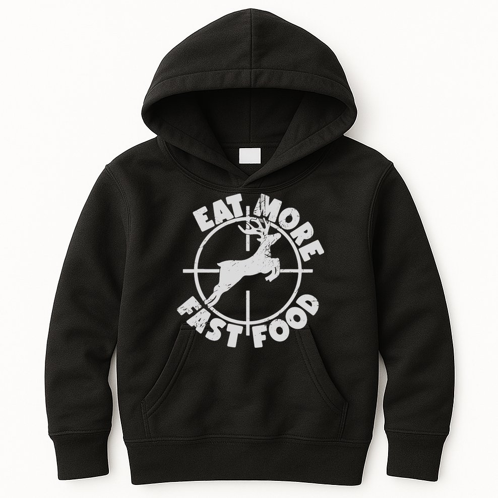 Deer Hunting Eat More Fast Food Funny Tee For Hunters Kids Hoodie