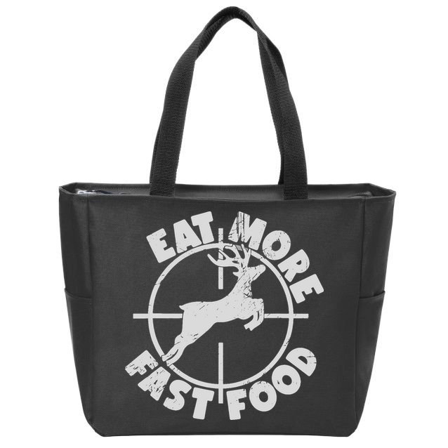 Deer Hunting Eat More Fast Food Funny Tee For Hunters Zip Tote Bag