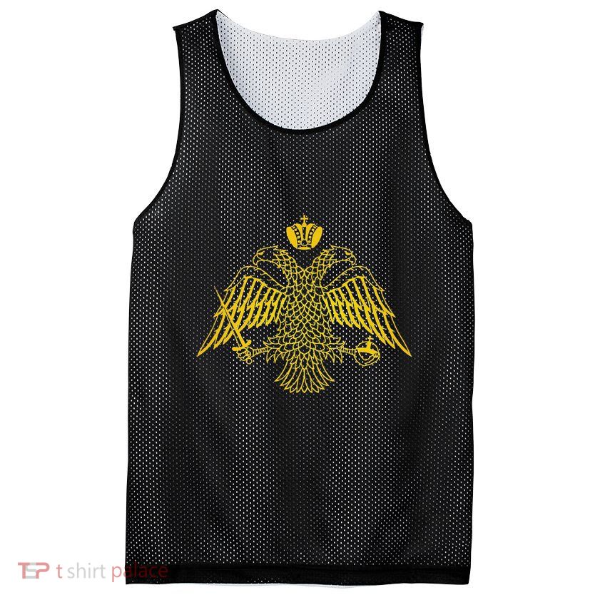 Double Headed Eagle Byzantine & Christian Orthodox Emblem Mesh Reversible Basketball Jersey Tank